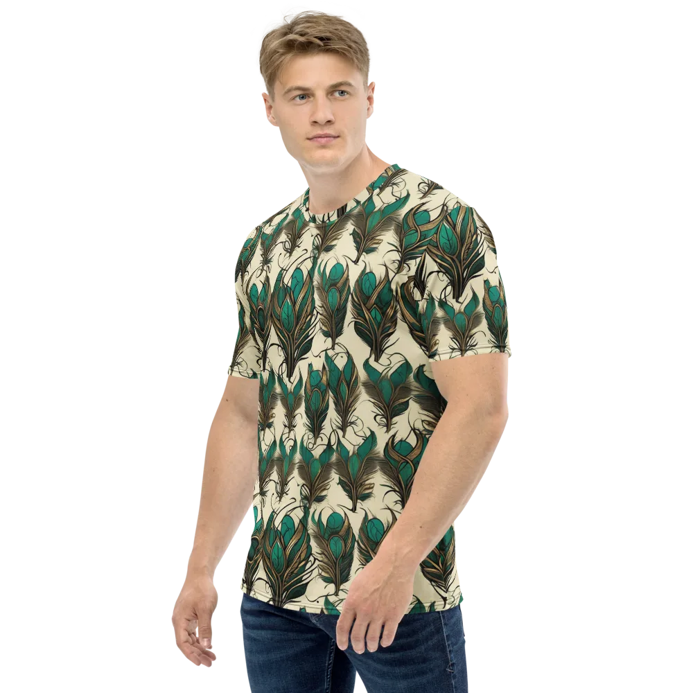 Emerald Plume on Men's Crew Neck T-Shirt — Left