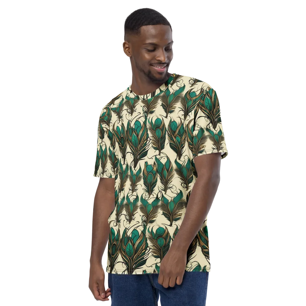 Emerald Plume on Men's Crew Neck T-Shirt — Left