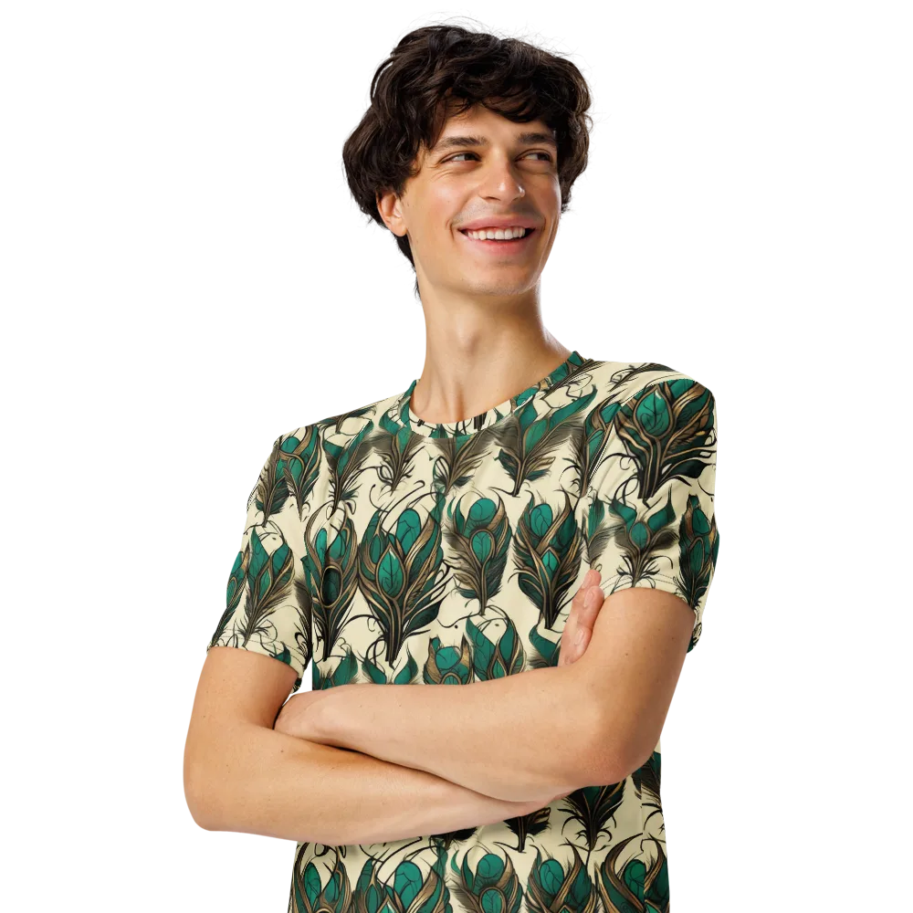 Emerald Plume on Men's Crew Neck T-Shirt — Left Front