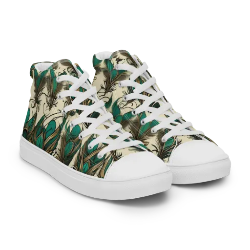 Emerald Plume on a Men's High Top Canvas Shoes