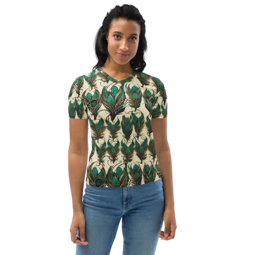 Emerald Plume on a Women's Crew Neck T-Shirt