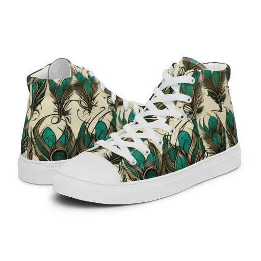Emerald Plume on a Women's High Top Canvas Shoes