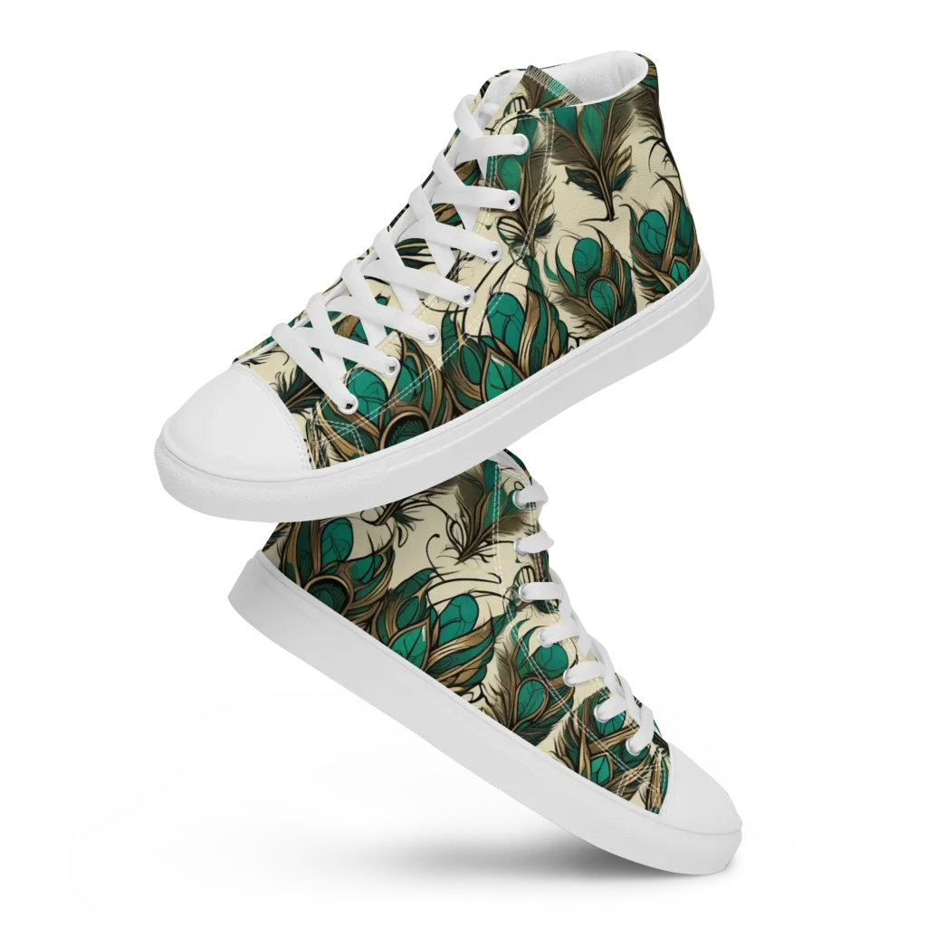 Emerald Plume on Women's High Top Canvas Shoes — Front