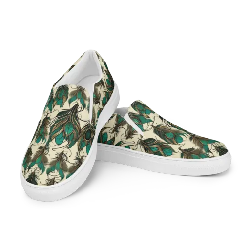 Emerald Plume on a Men's Slip-On Canvas Shoes