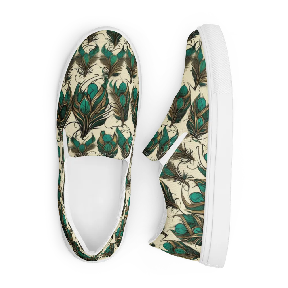 Emerald Plume on Men's Slip-On Canvas Shoes — Front