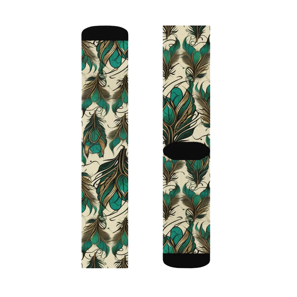 Emerald Plume on Socks — Left Sock