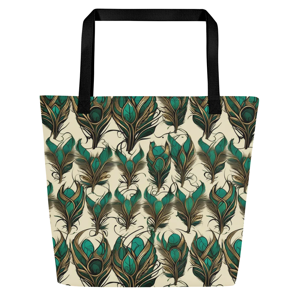 Emerald Plume on Large Tote Bag W/ Pocket — Front