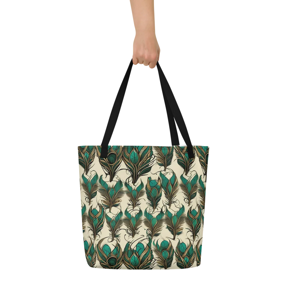 Emerald Plume on Large Tote Bag W/ Pocket — Front