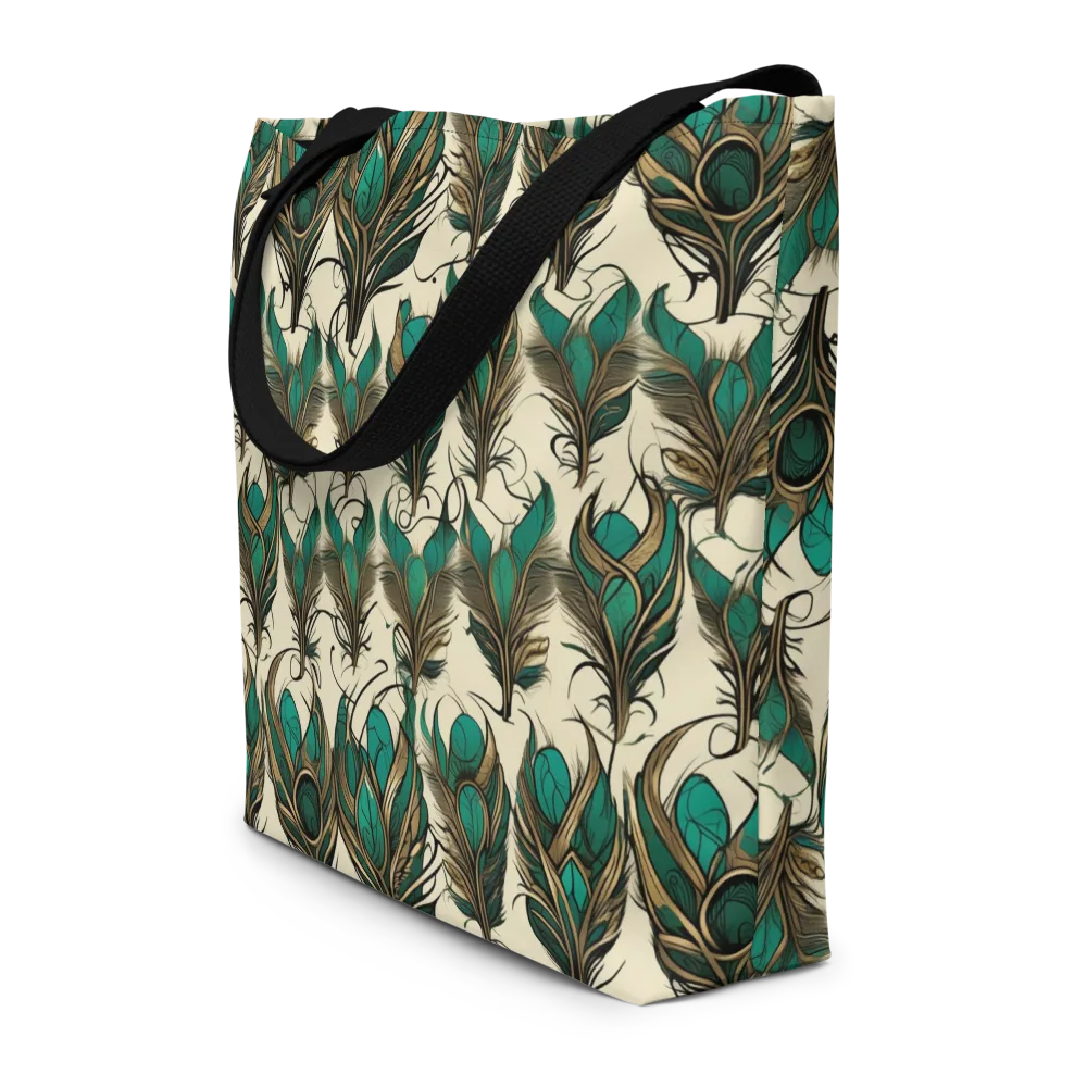 Emerald Plume on Large Tote Bag W/ Pocket — Front