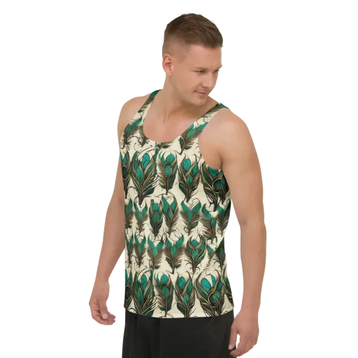 Emerald Plume on a Men's Tank Top