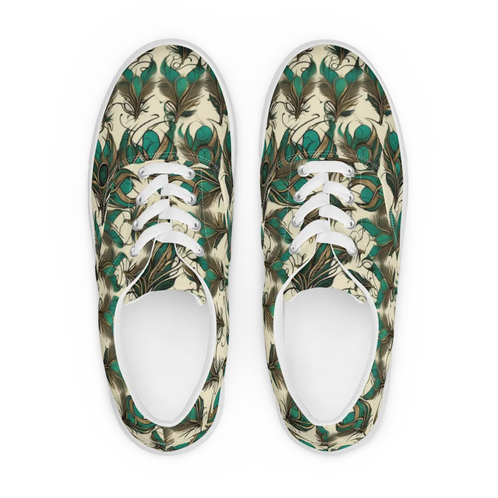 Emerald Plume on Men's Lace-Up Canvas Shoes — Front