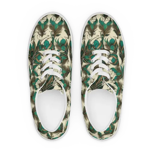 Emerald Plume on a Men's Lace-Up Canvas Shoes