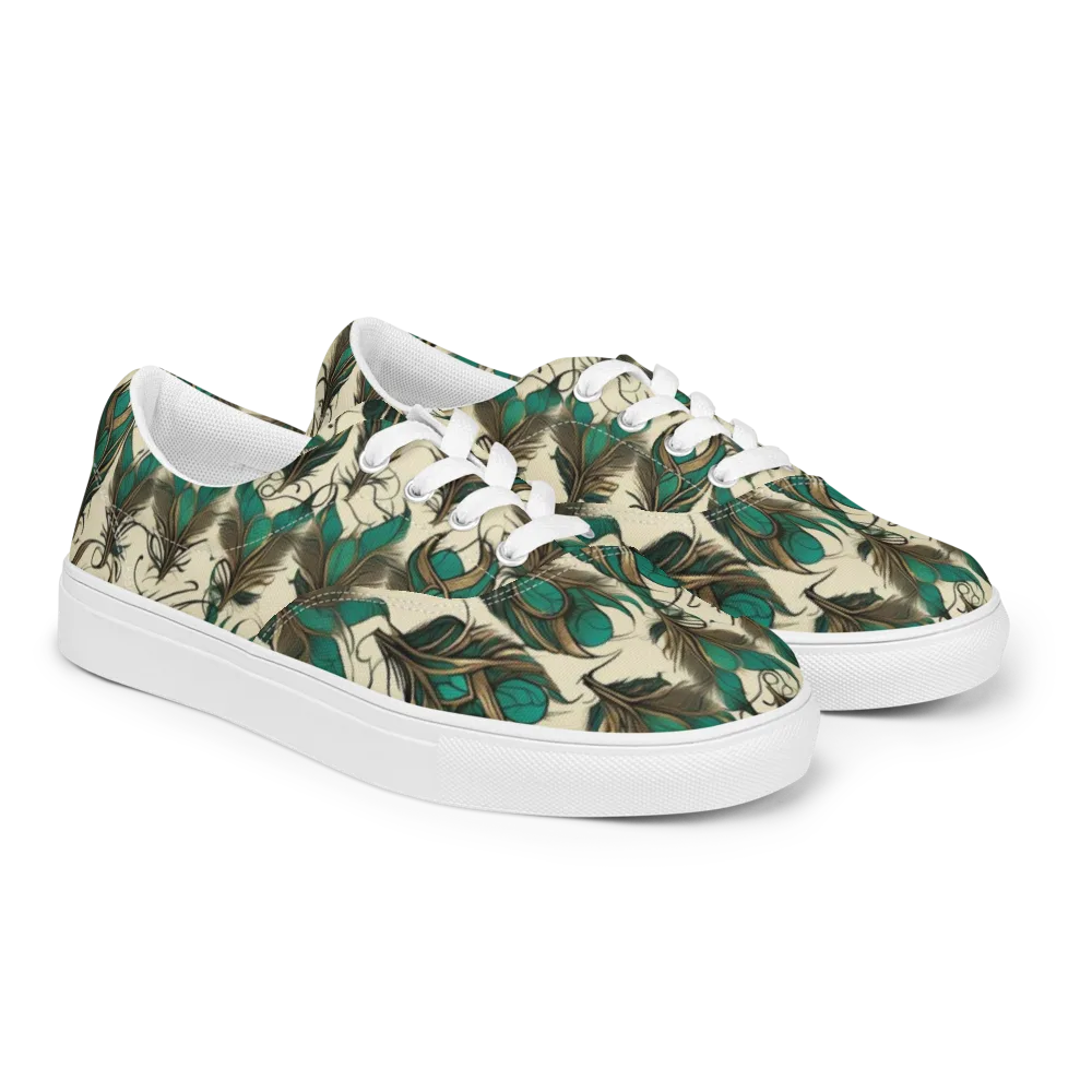 Emerald Plume on Men's Lace-Up Canvas Shoes — Right Front