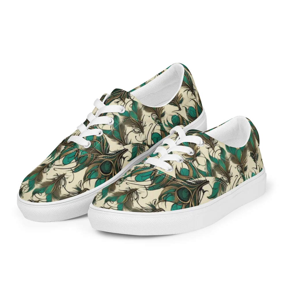 Emerald Plume on Men's Lace-Up Canvas Shoes — Left Front