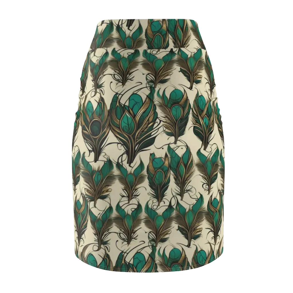 Emerald Plume on Pencil Skirt — Back