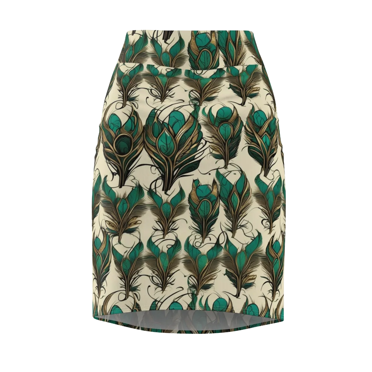 Emerald Plume on Pencil Skirt — Front