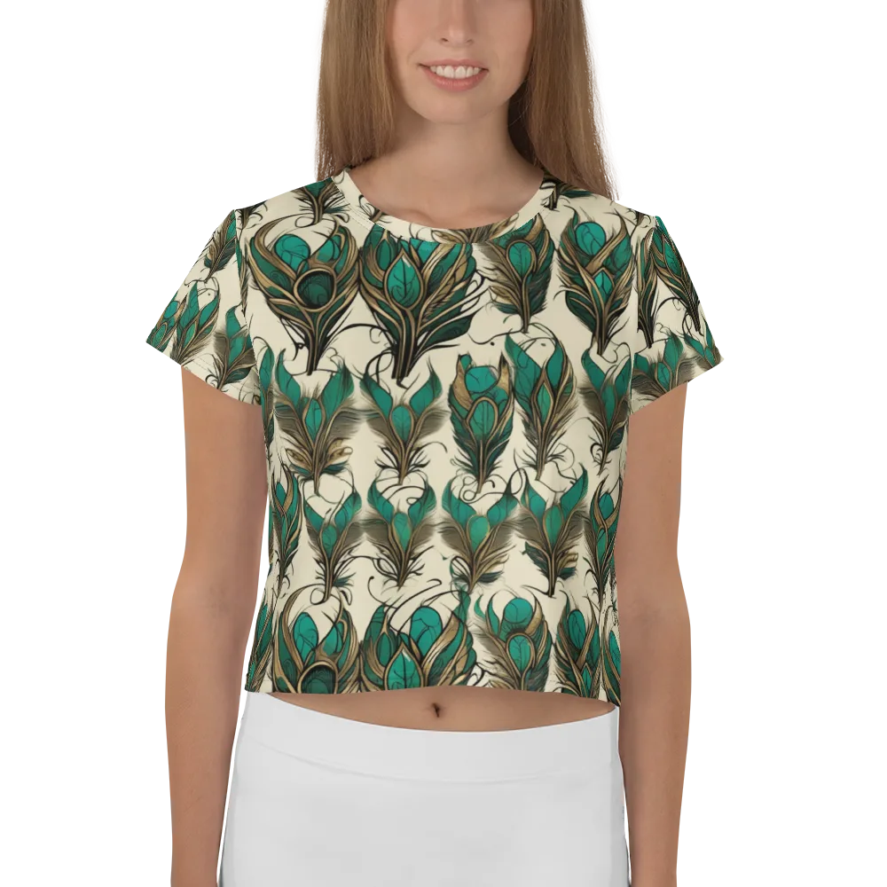 Emerald Plume on Crop Tee — Front