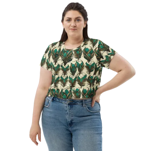 Emerald Plume on a Crop Tee
