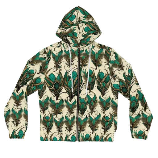 Emerald Plume on a Women's Full-Zip Hoodie