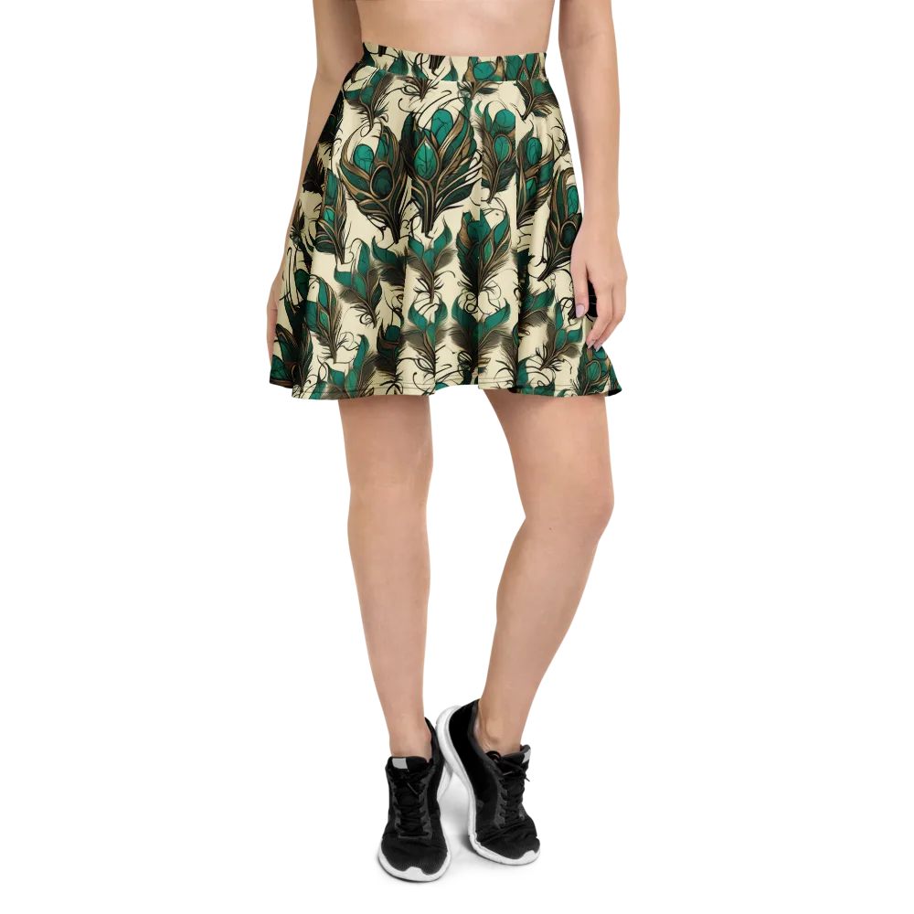 Emerald Plume on Skater Skirt — Front