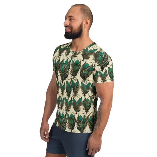 Emerald Plume on a Men's Athletic T-Shirt