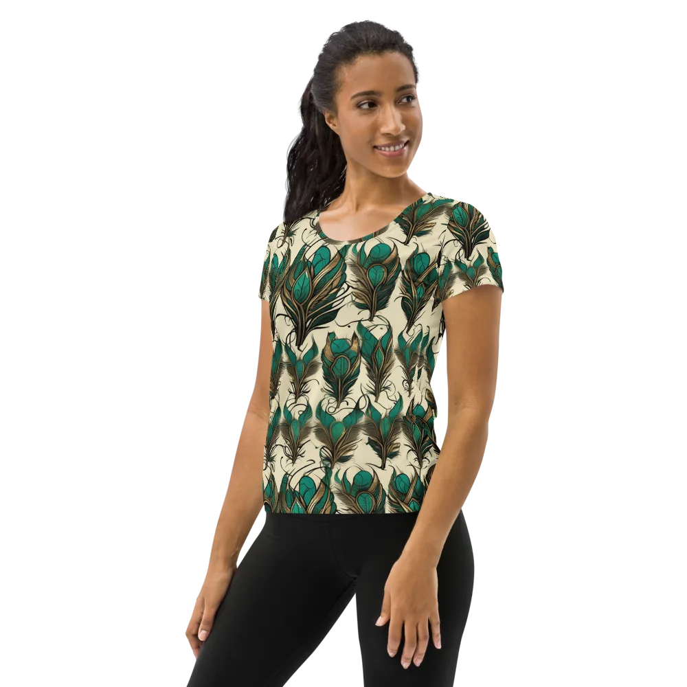 Emerald Plume on Women's Athletic T-Shirt — Left