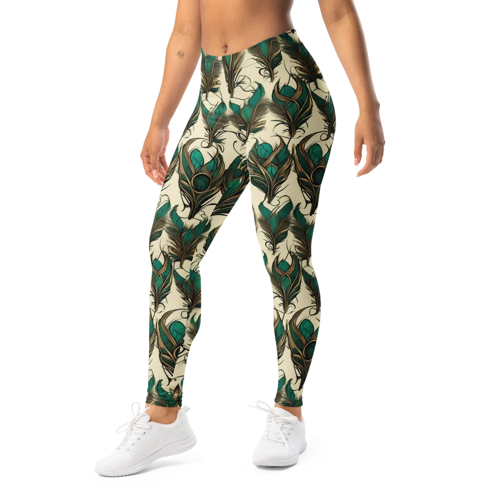 Emerald Plume on Leggings — Left Front