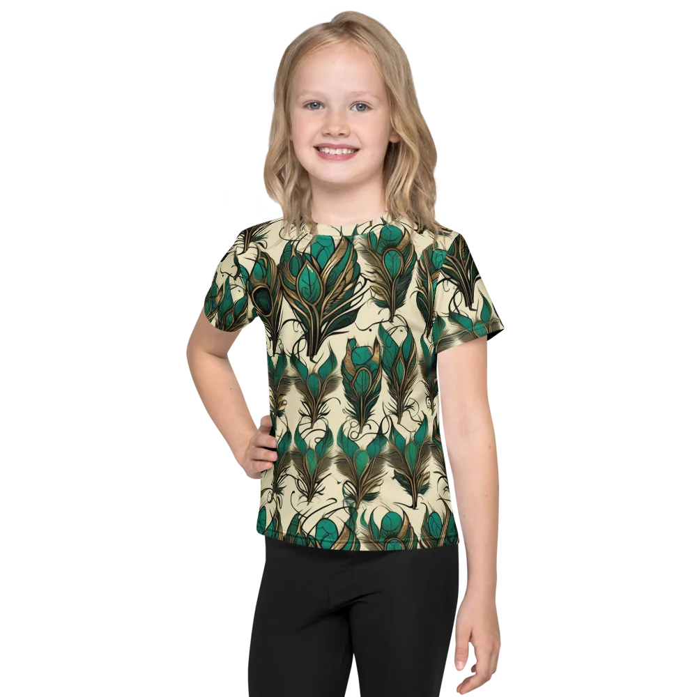 Emerald Plume on Kids Crew Neck T-Shirt — Front