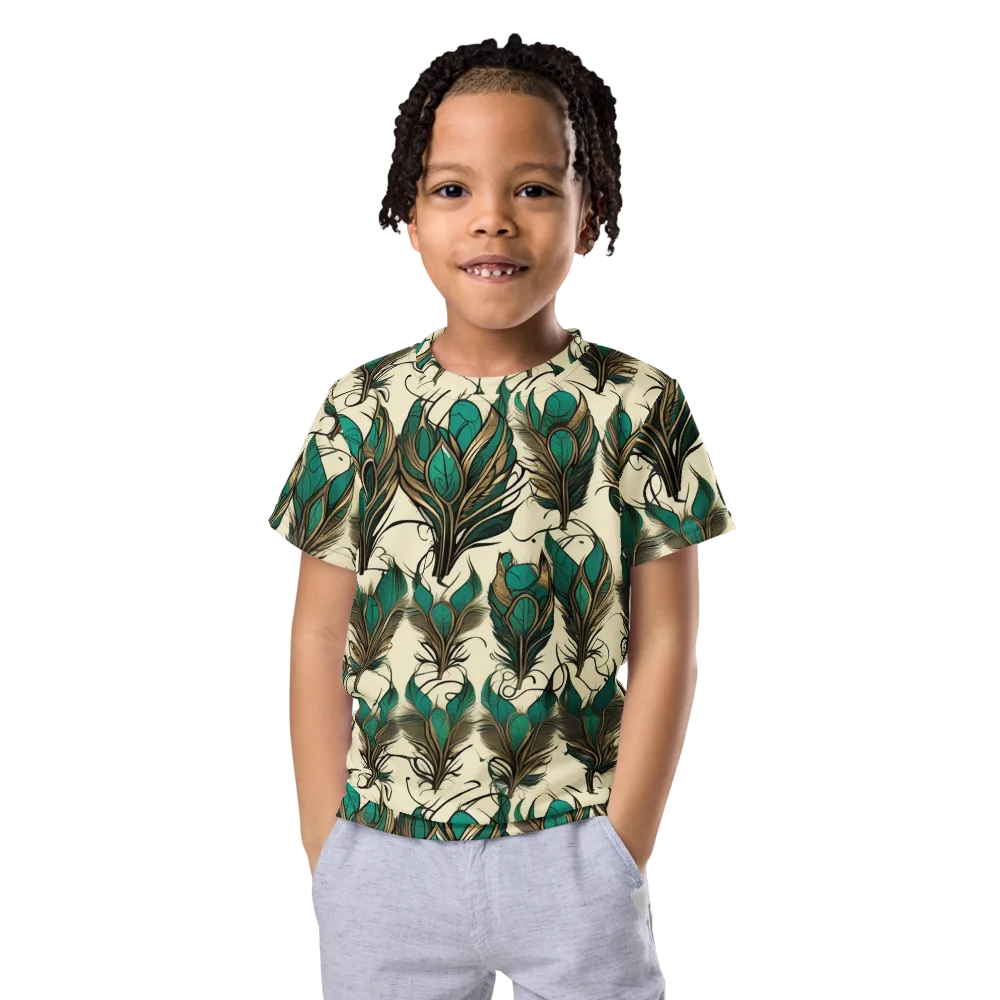 Emerald Plume on Kids Crew Neck T-Shirt — Front