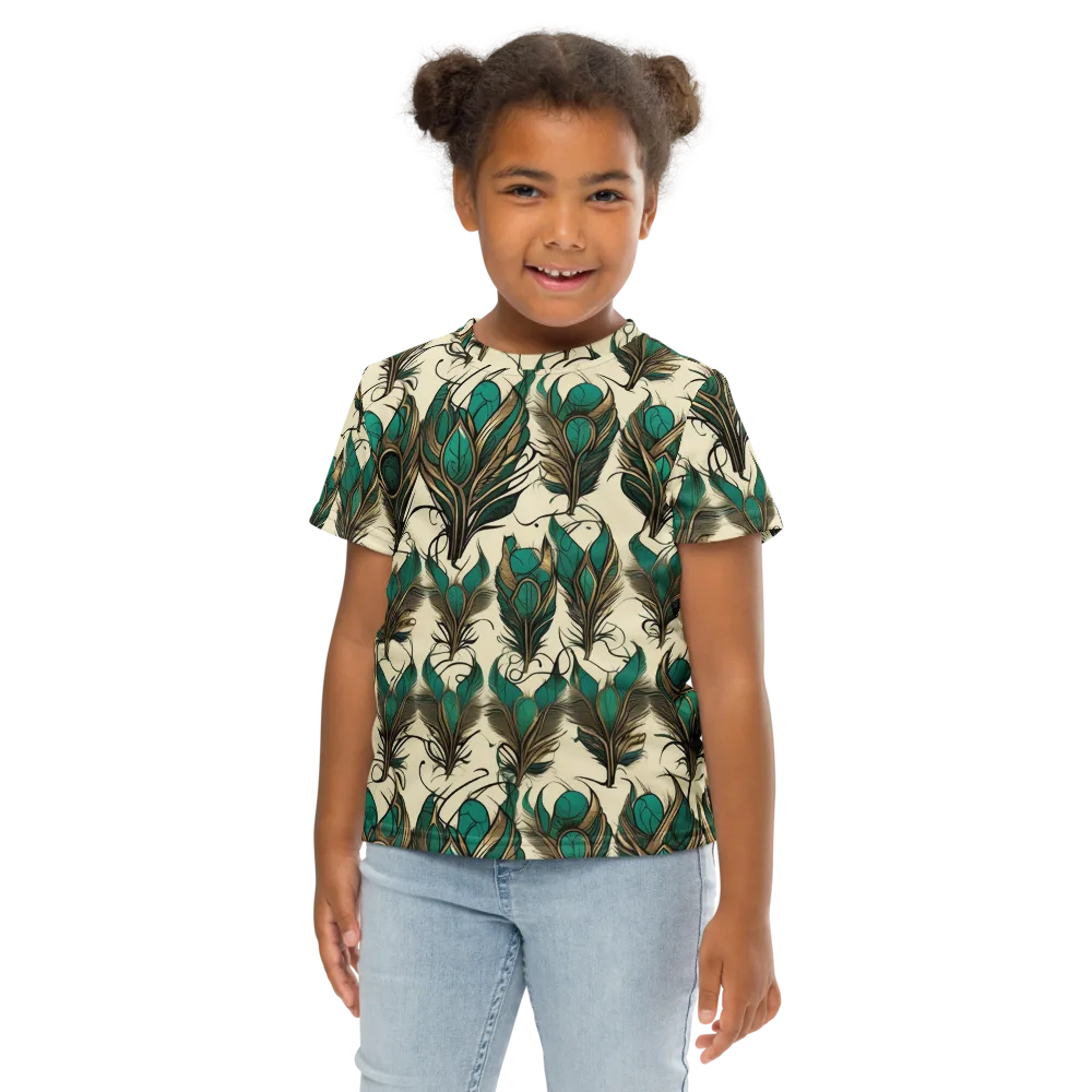 Emerald Plume on Kids Crew Neck T-Shirt — Front