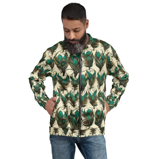 Emerald Plume on a Bomber Jacket