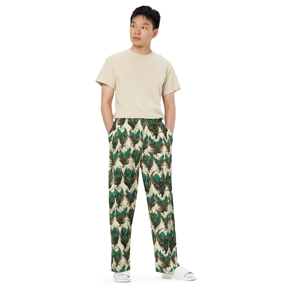 Emerald Plume on Wide-Leg Pants — Front