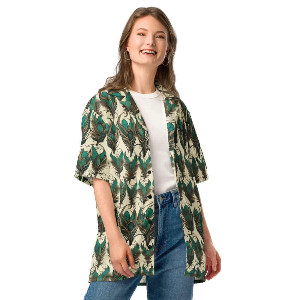 Emerald Plume on Button Shirt — Front