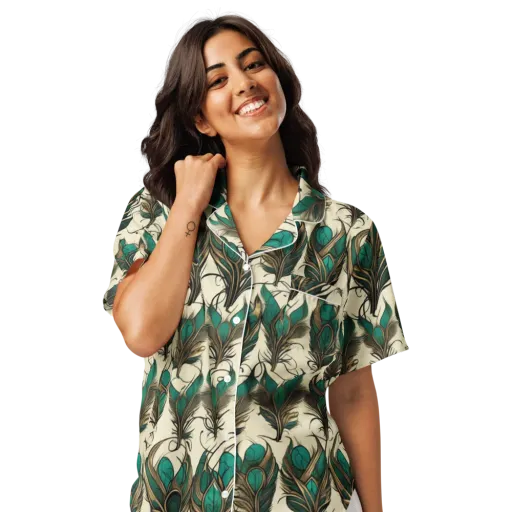 Emerald Plume on a Women's Short Sleeve Pajama Top