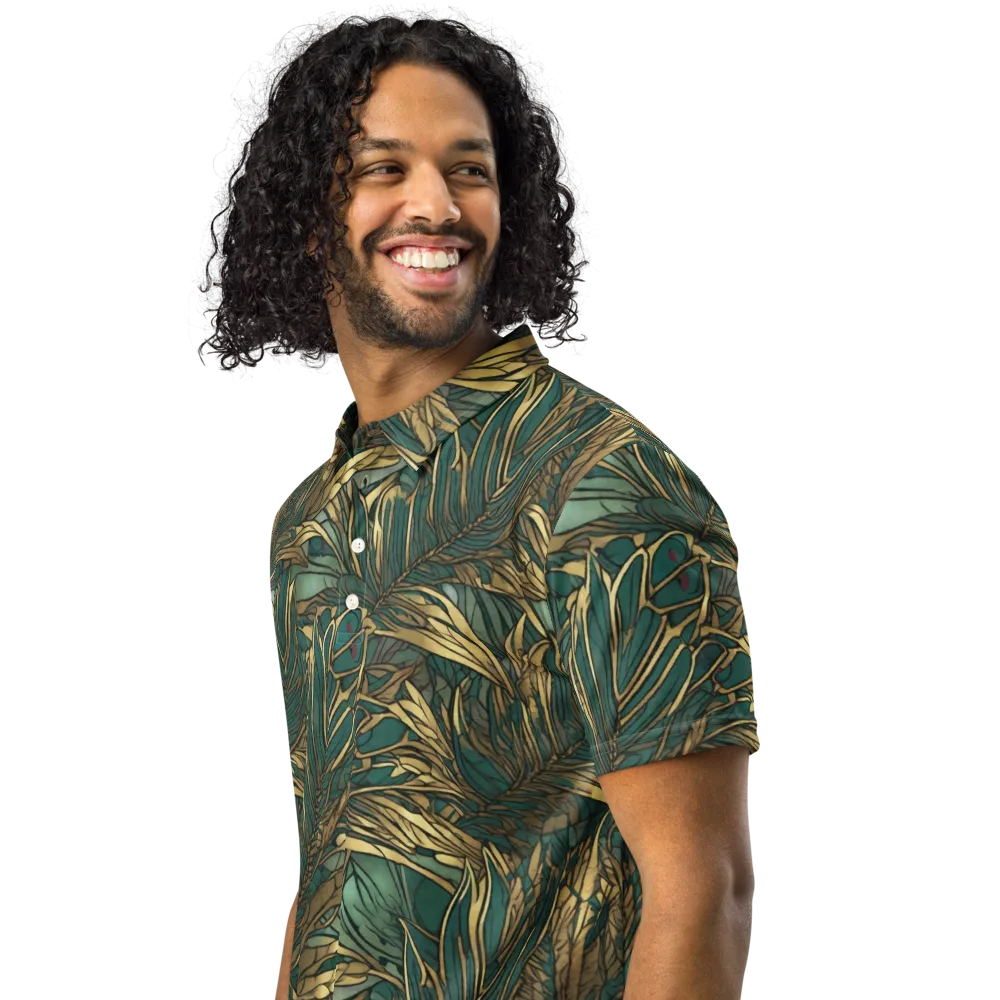 Verdigris Canopy on Men's Slim Fit Polo Shirt — Left Front