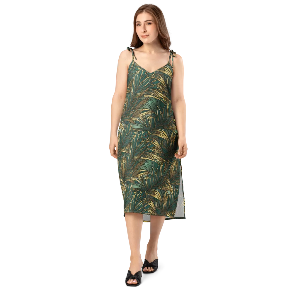 Verdigris Canopy on Slip Dress — Front