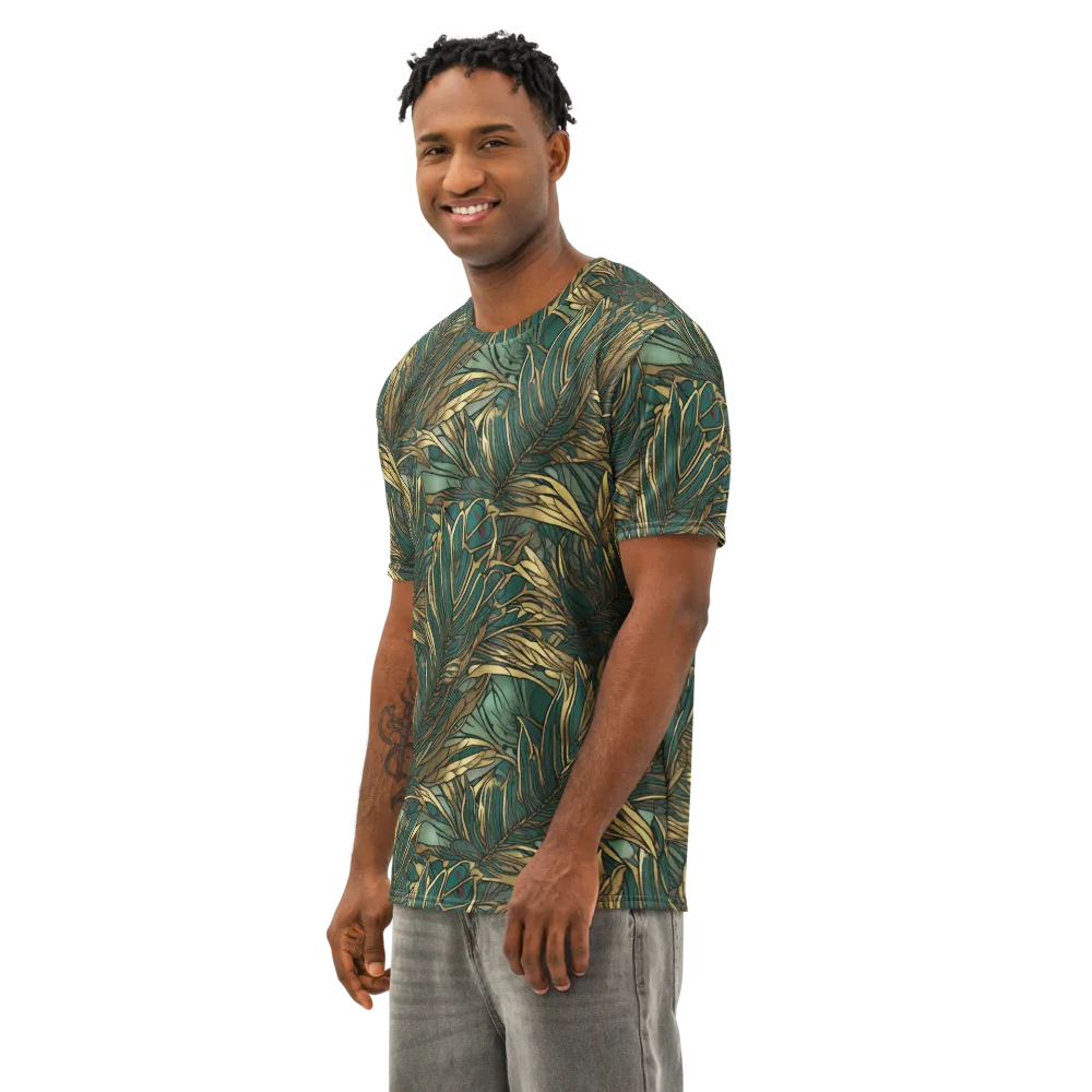 Verdigris Canopy on Men's Cotton Crew Neck T-Shirt — Left Front