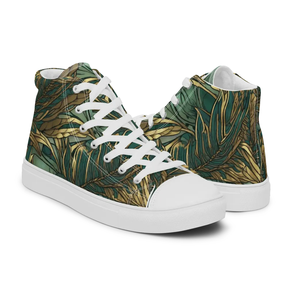 Verdigris Canopy on Men's High Top Canvas Shoes — Right