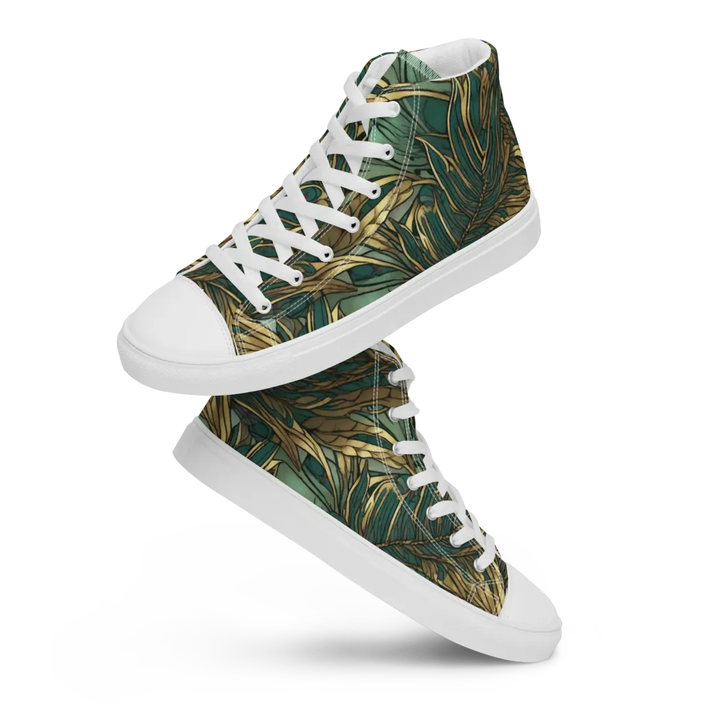 Verdigris Canopy on Men's High Top Canvas Shoes — Front