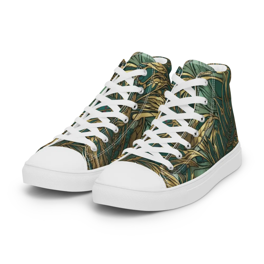 Verdigris Canopy on Women's High Top Canvas Shoes — Left Front