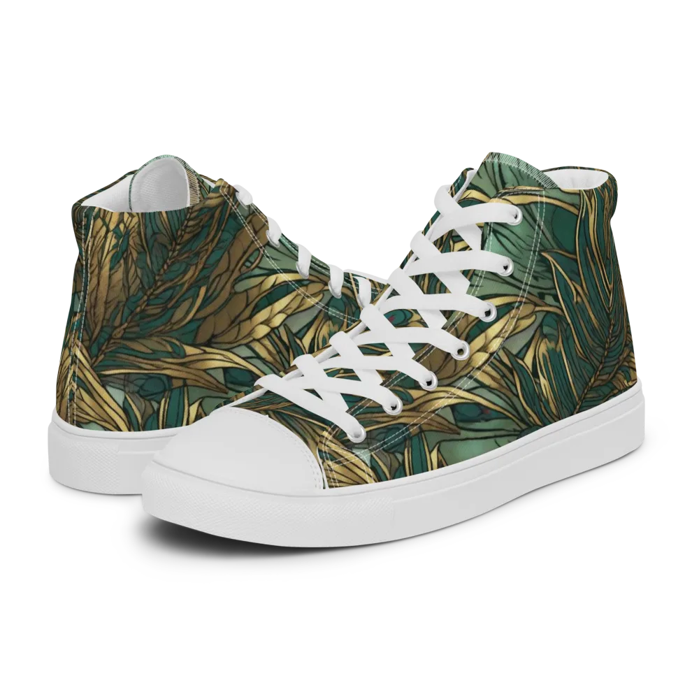 Verdigris Canopy on Women's High Top Canvas Shoes — Left