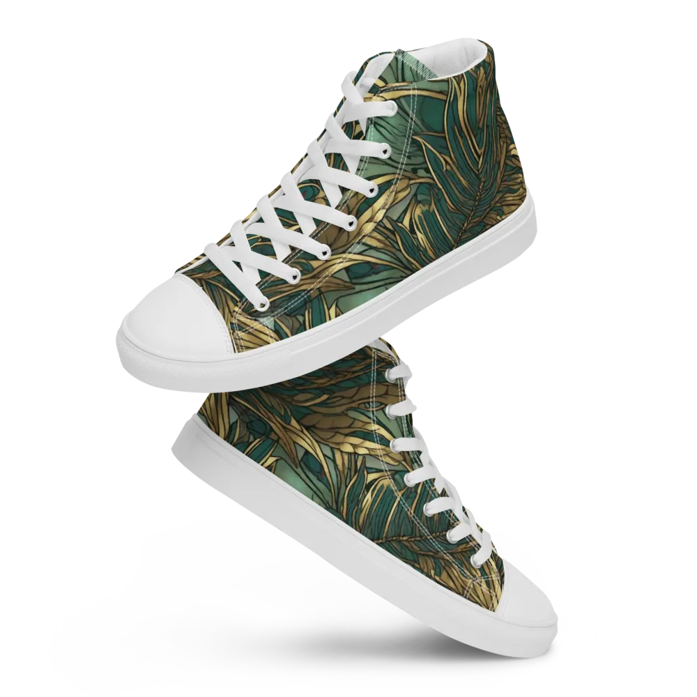Verdigris Canopy on Women's High Top Canvas Shoes — Front