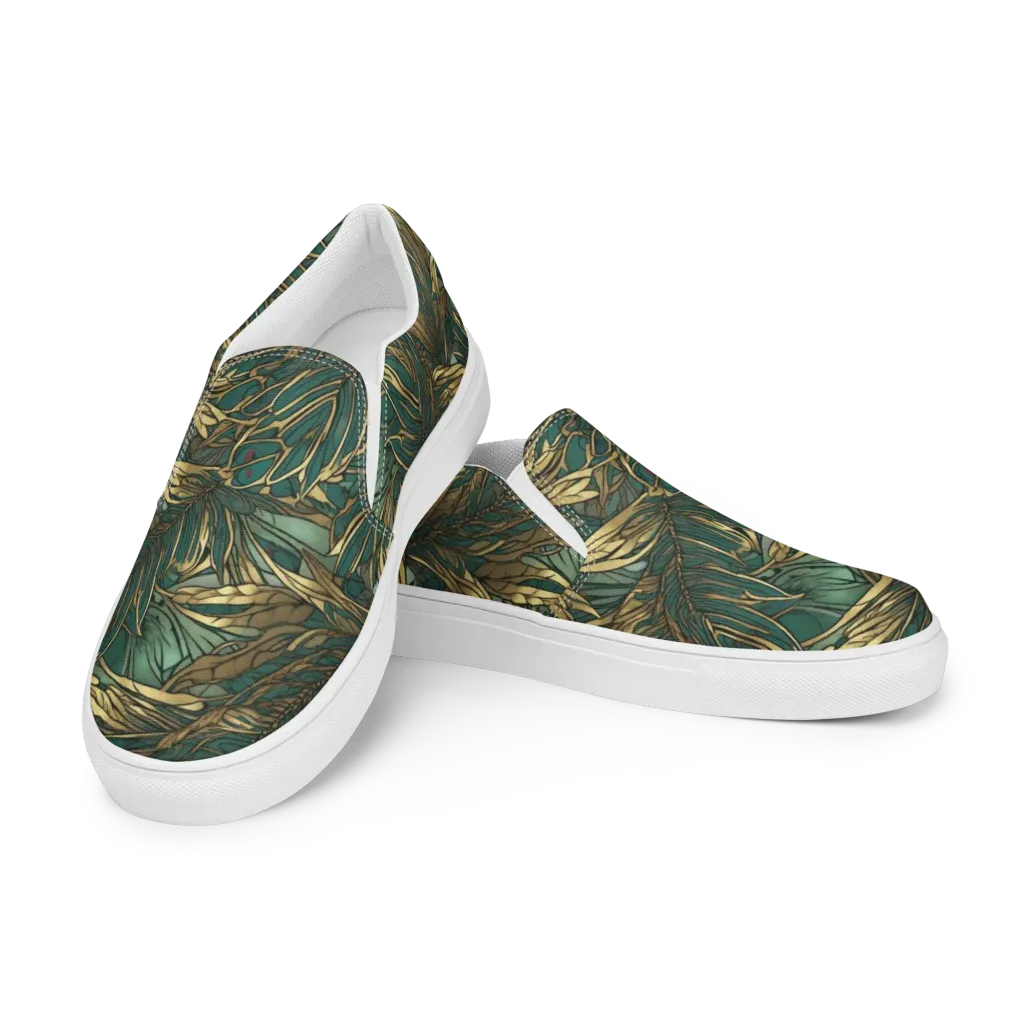 Verdigris Canopy on Men's Slip-On Canvas Shoes — Left Front
