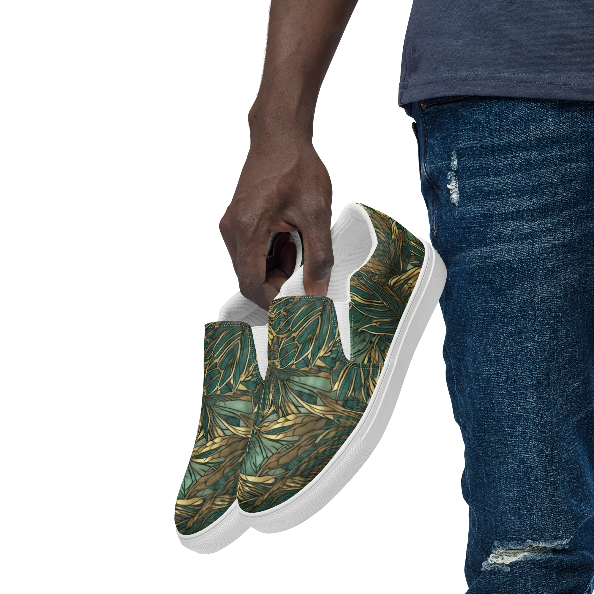 Verdigris Canopy on Men's Slip-On Canvas Shoes — Left Front