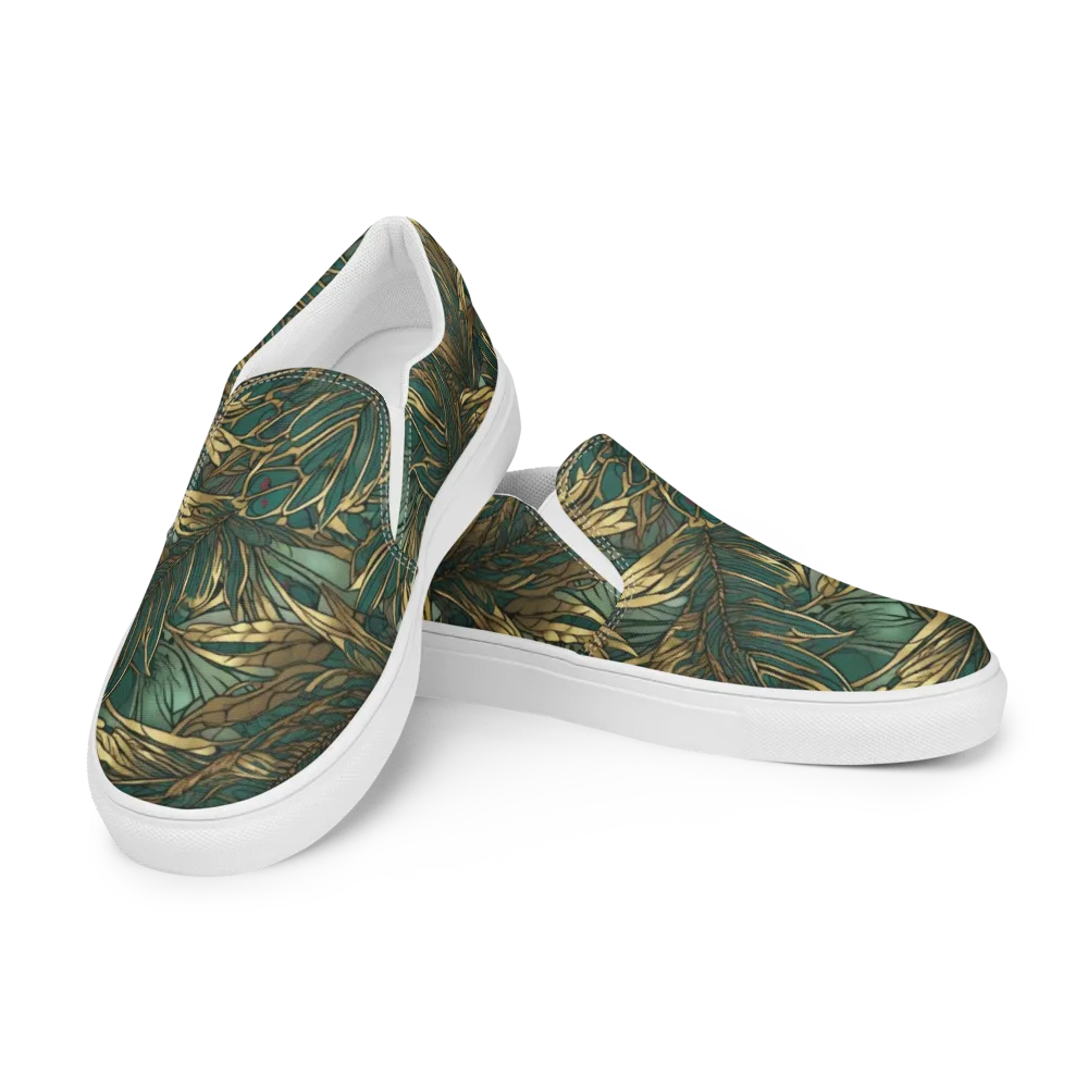 Verdigris Canopy on Women's Slip-On Canvas Shoes — Left Front