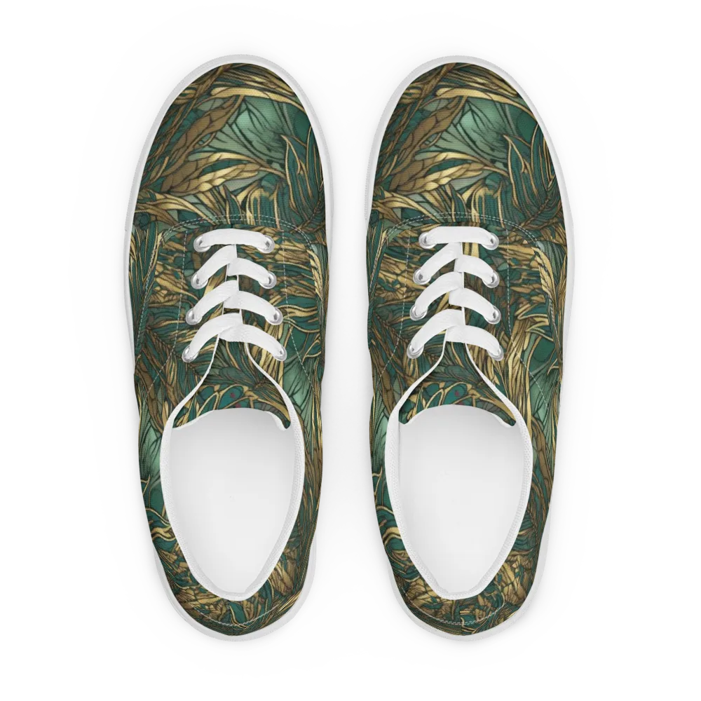 Verdigris Canopy on Men's Lace-Up Canvas Shoes — Front