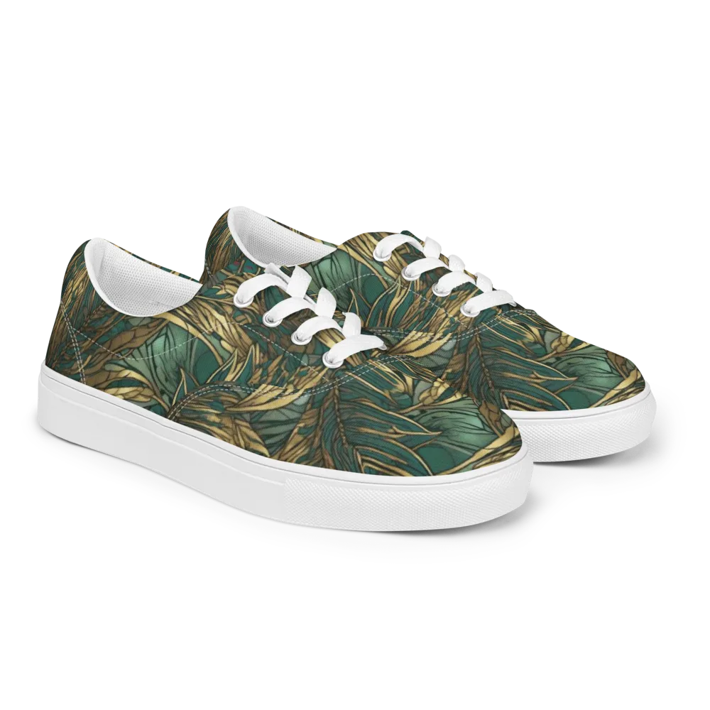 Verdigris Canopy on Men's Lace-Up Canvas Shoes — Right Front