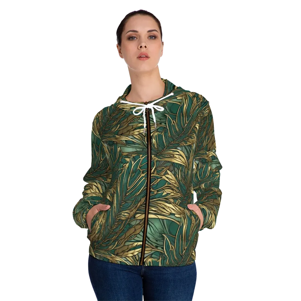 Verdigris Canopy on Women's Full-Zip Hoodie — Front On Person