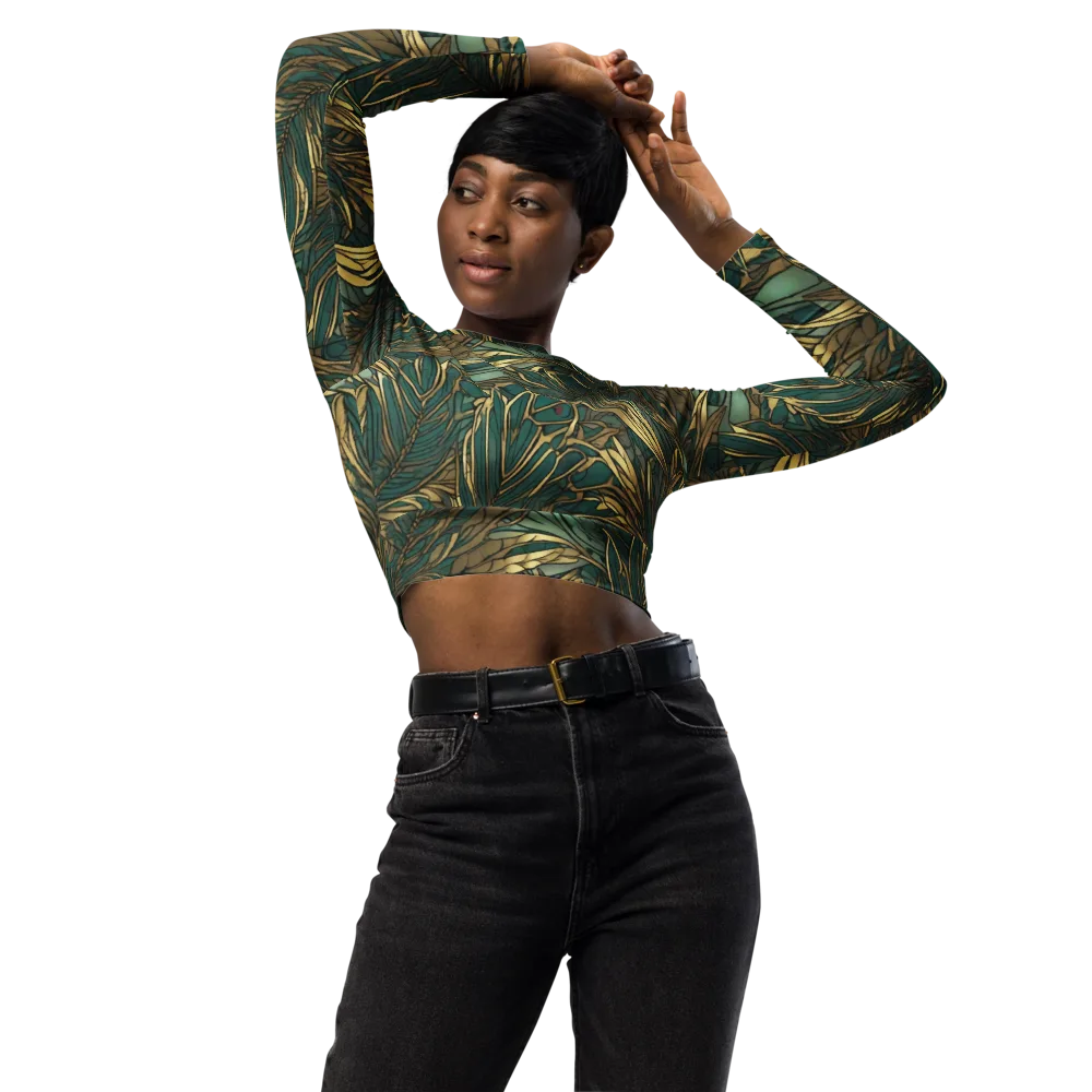Verdigris Canopy on Long Sleeve Crop Top — Front