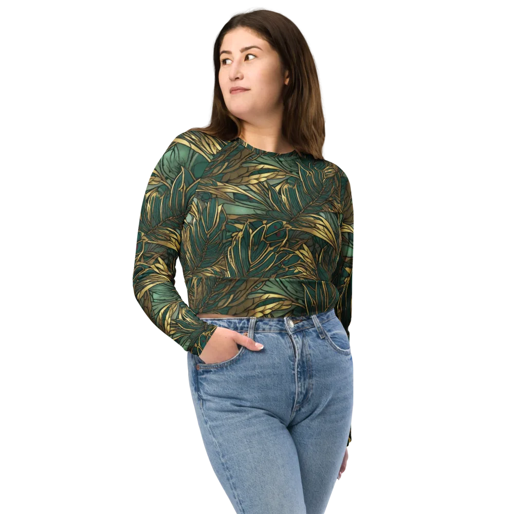Verdigris Canopy on Long Sleeve Crop Top — Front